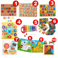 Pack "Topkids" Montessori de 10 jouets éducatifs en bois
