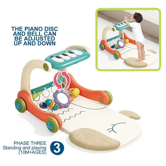 Étagère de fitness multi-étages trotteur jouet multifonction musique piano tapis bébé trotteur 4 en 1