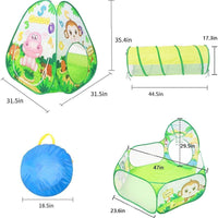 Tente enfant avec tunnel, piscine à balles et sac de rangement + des balles colorés
