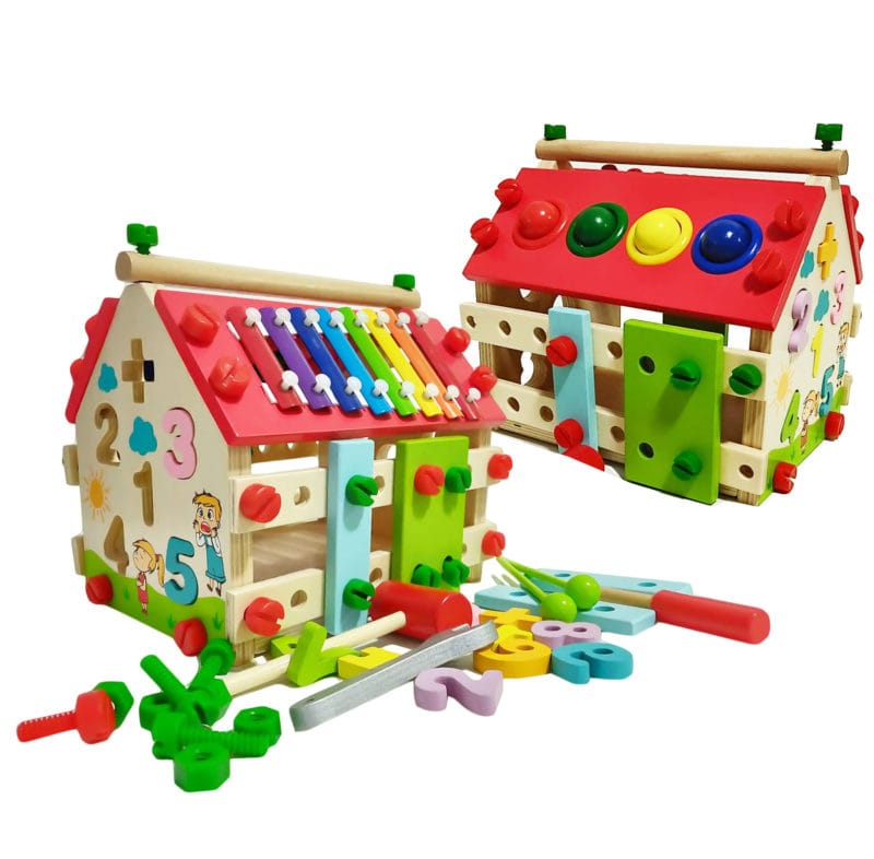 Maison en bois multifonctionnelle 6 en 1 couleur